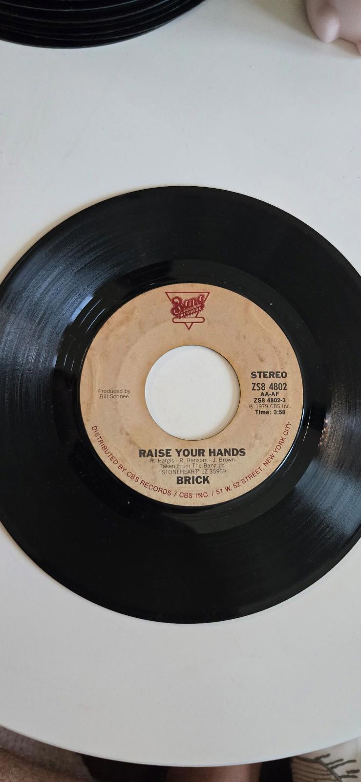7-inch vinyl single by the band Brick Life Is What You Make It, Raise Your Hands