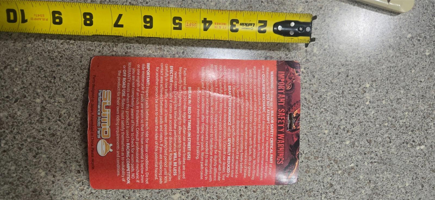 Sumo Fromt Brake Pads Kawasaki Ex500 94 - 09 Gpz 500s 94 - 01