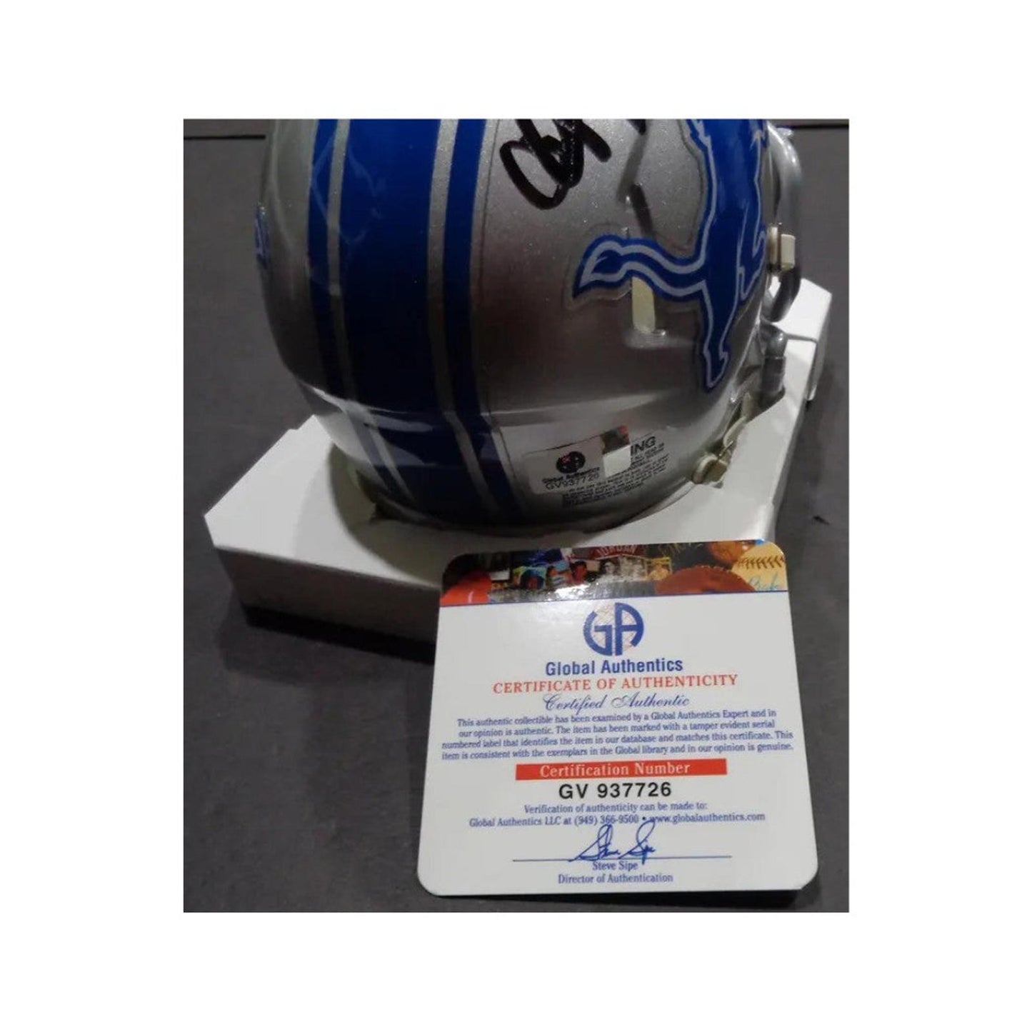 Calvin Johnson Detroit Lions Autographed Riddell Mini-Helmet coa