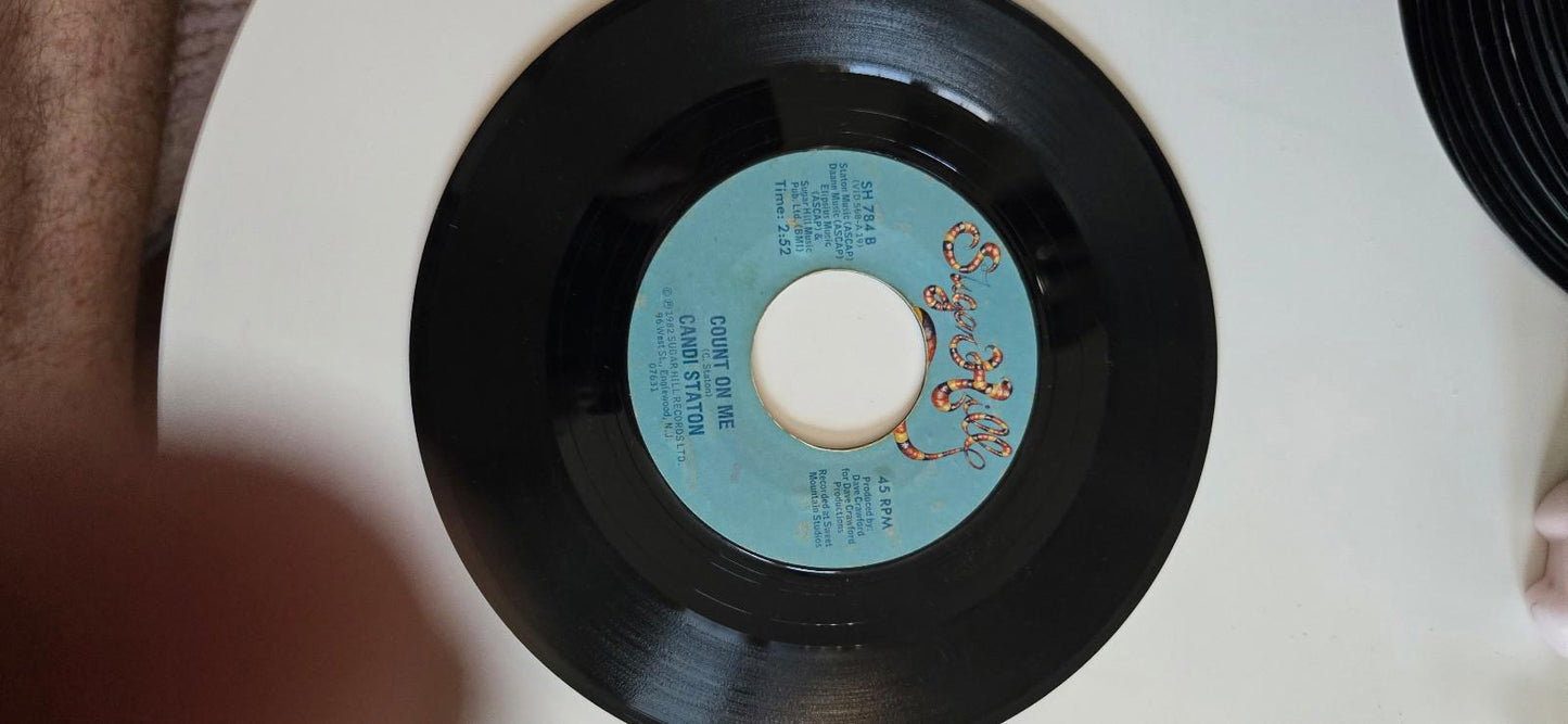 7-inch 45 RPM Vinyl Record "Hurry Sundown" "Count On Me" By Candi Staton