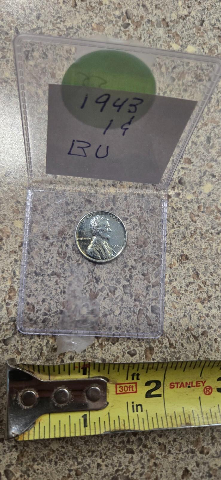 Steel BU Flawless 1943- P WWII Lincoln Wheat Penny Mirror Like Coin Currency