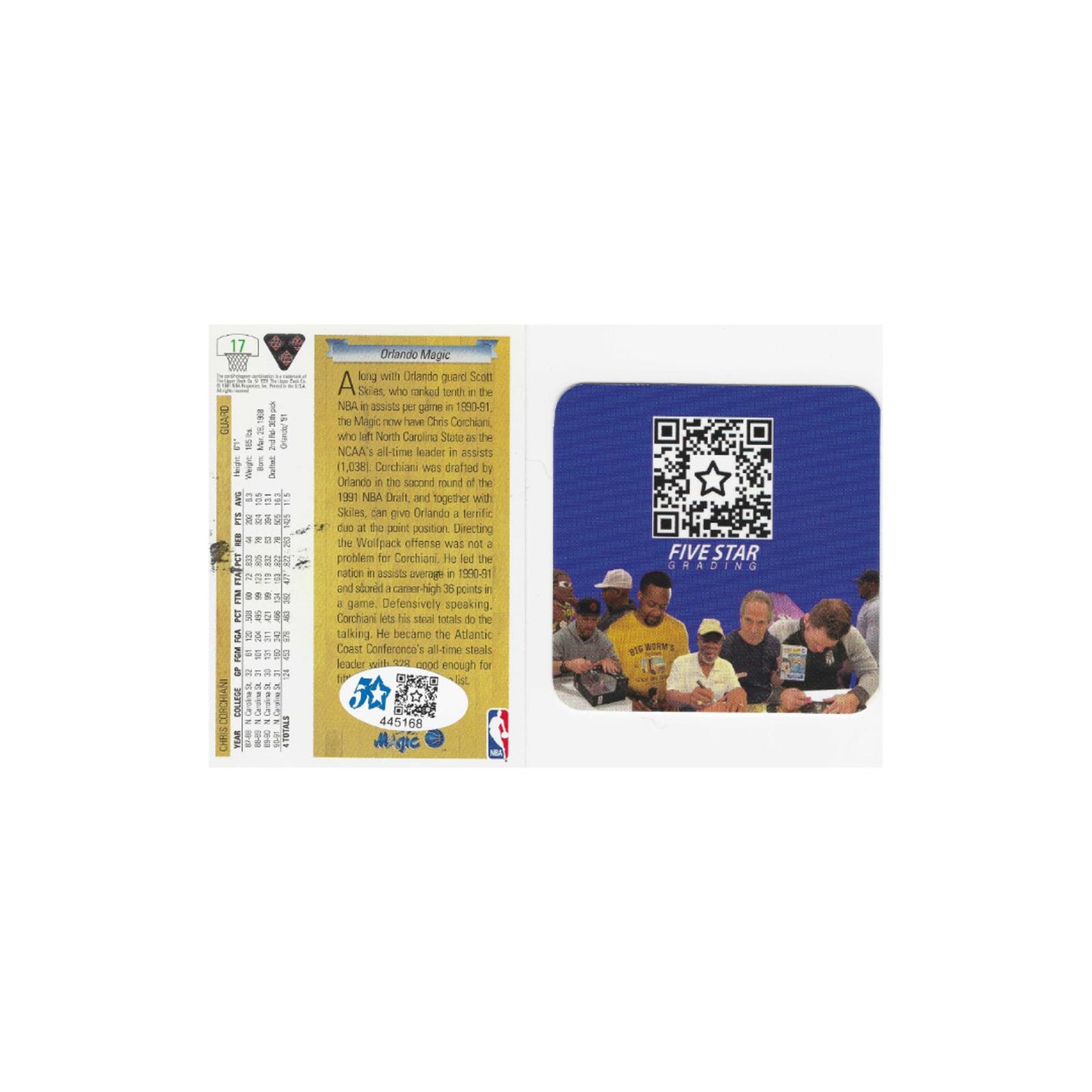 AUTHENTIC 1991-92 UPPER DECK JOHN CORCHIANI AUTOGRAPHED MAGIC ROOKIE CARD COA