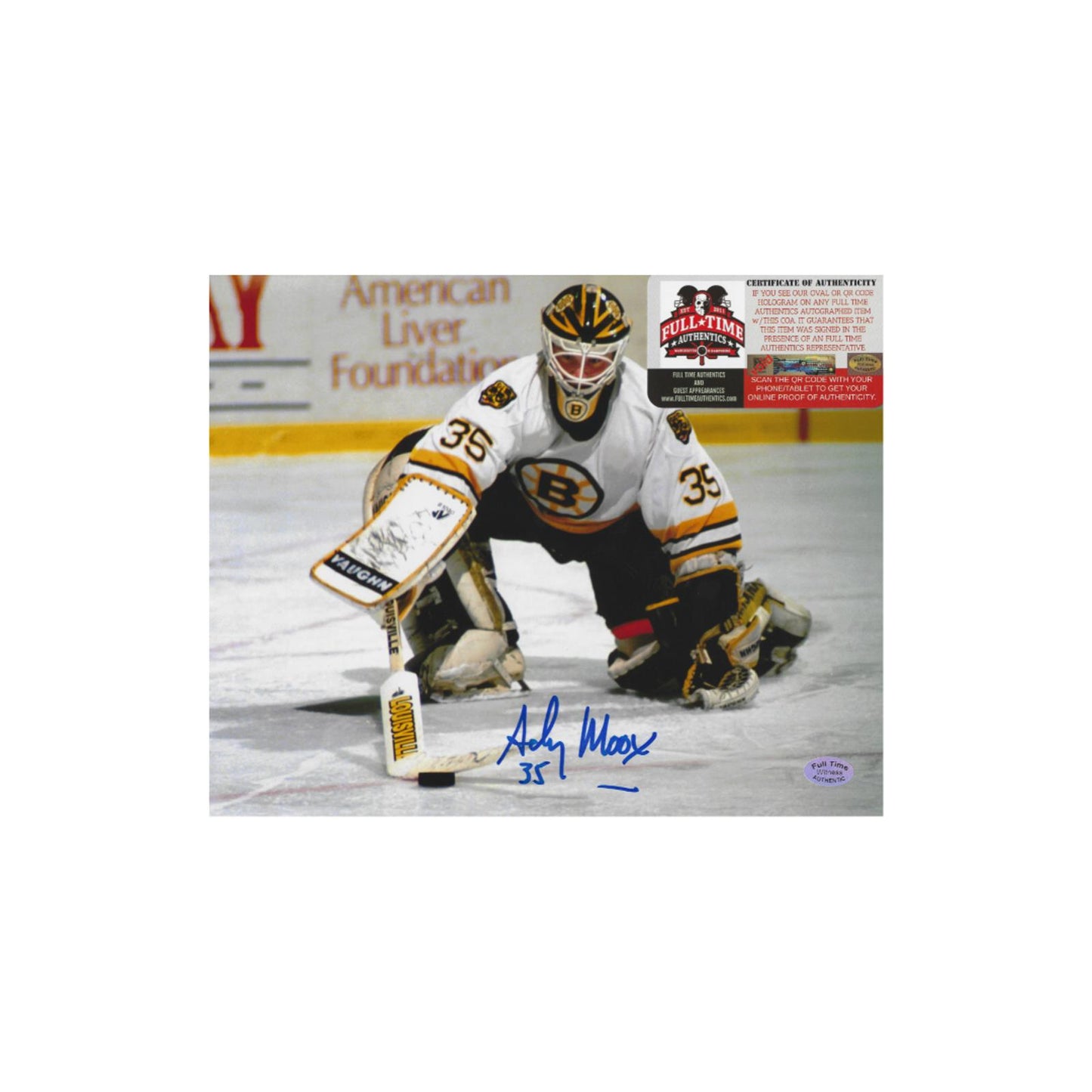 Andy Moog Boston Bruins Autographed 8x10 Photo With COA