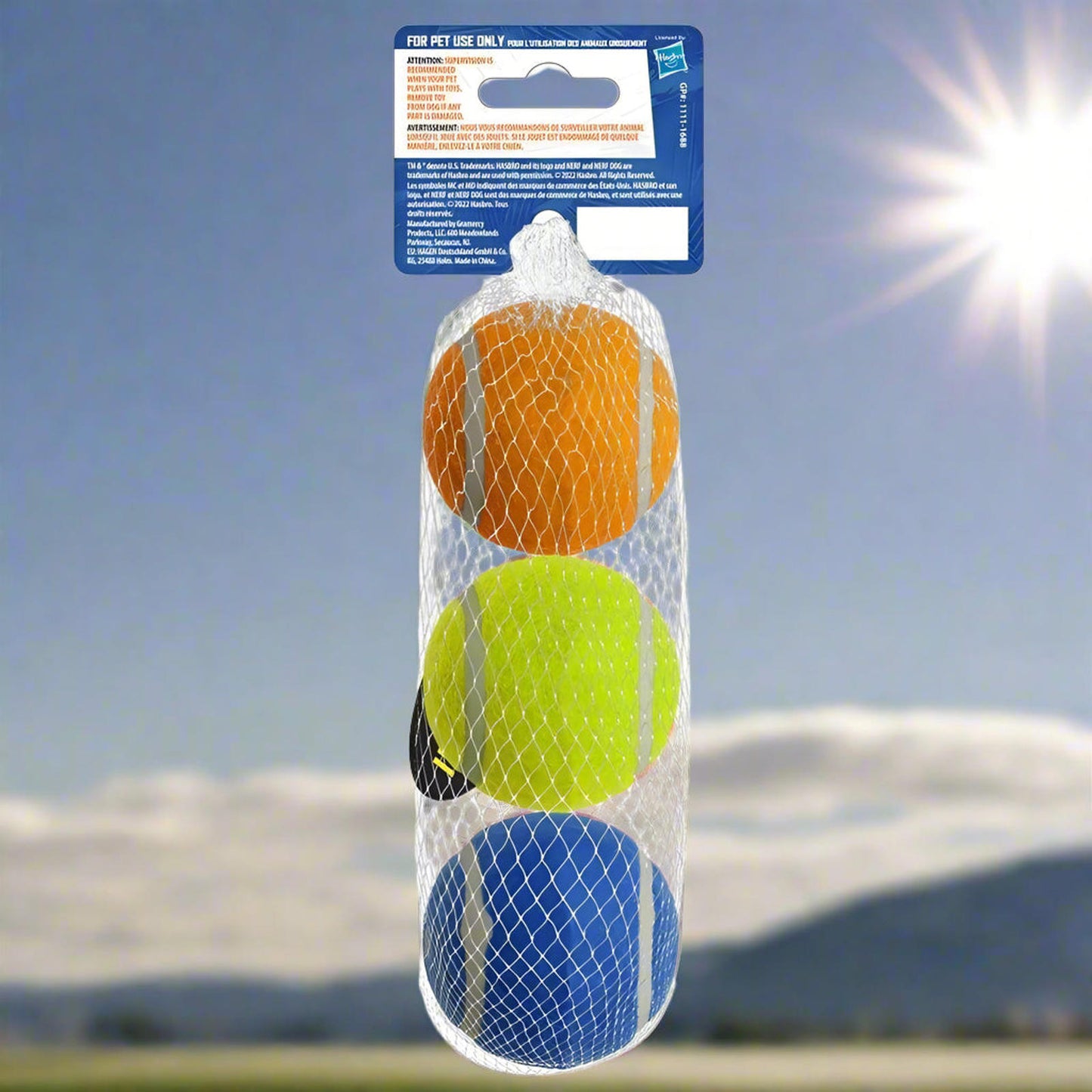 2.5 Inch Round Squeak Squeaking Tennis Ball Dog Toy, 3-Pack Bouncing Multi Colored Fun Exercise Balls