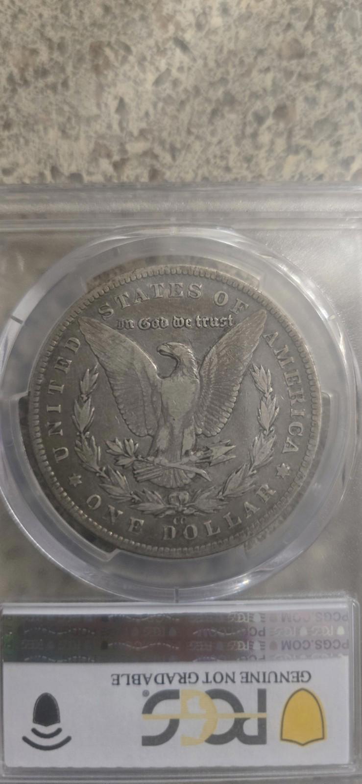 1890-CC 1 Morgan Silver Dollar PCGS Genuine Coin Bullion Authenticated Liberty Head Eagle