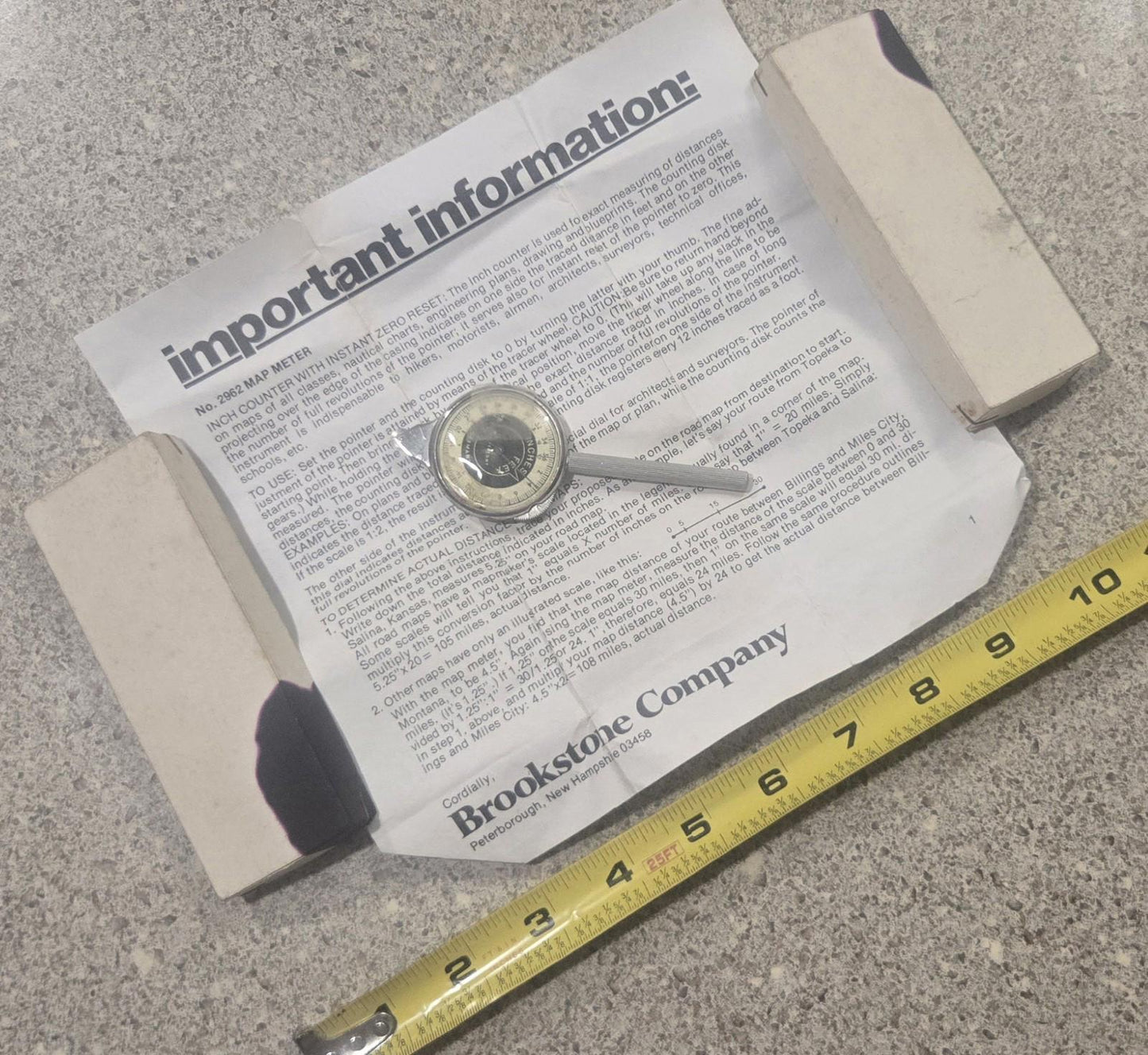 Brookestone Company Curvimeter Opisometer Vintage Mapping Tool