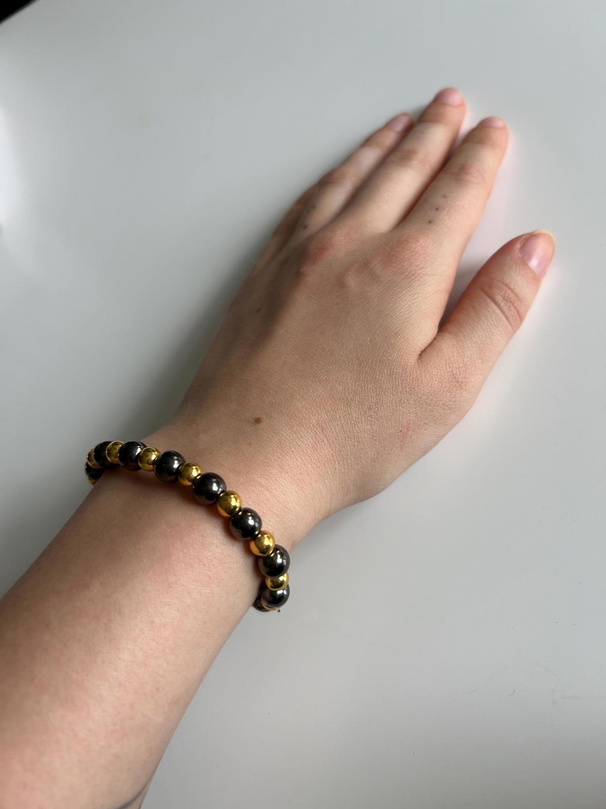 Black and Gold Beaded Bracelet