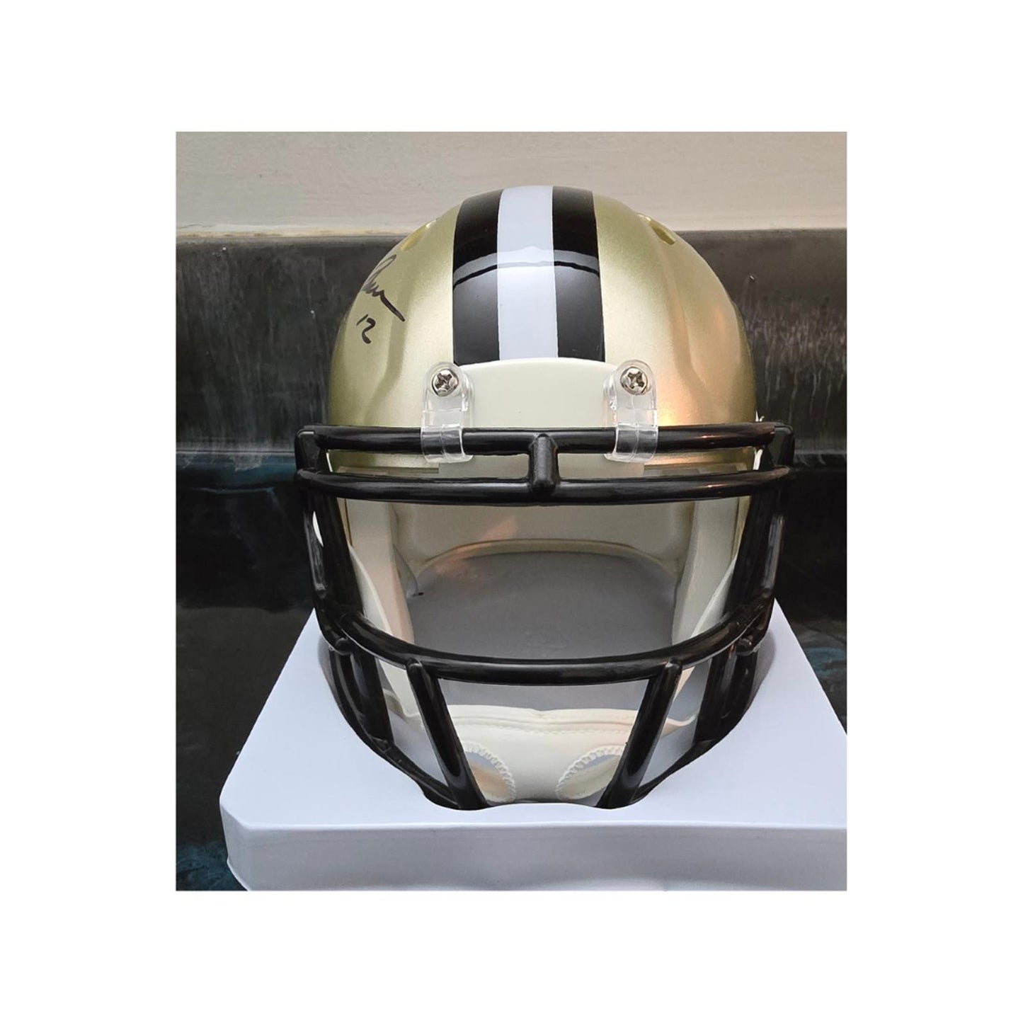 Chris Olave of the New Orleans Saints autographed mini football helmet COA