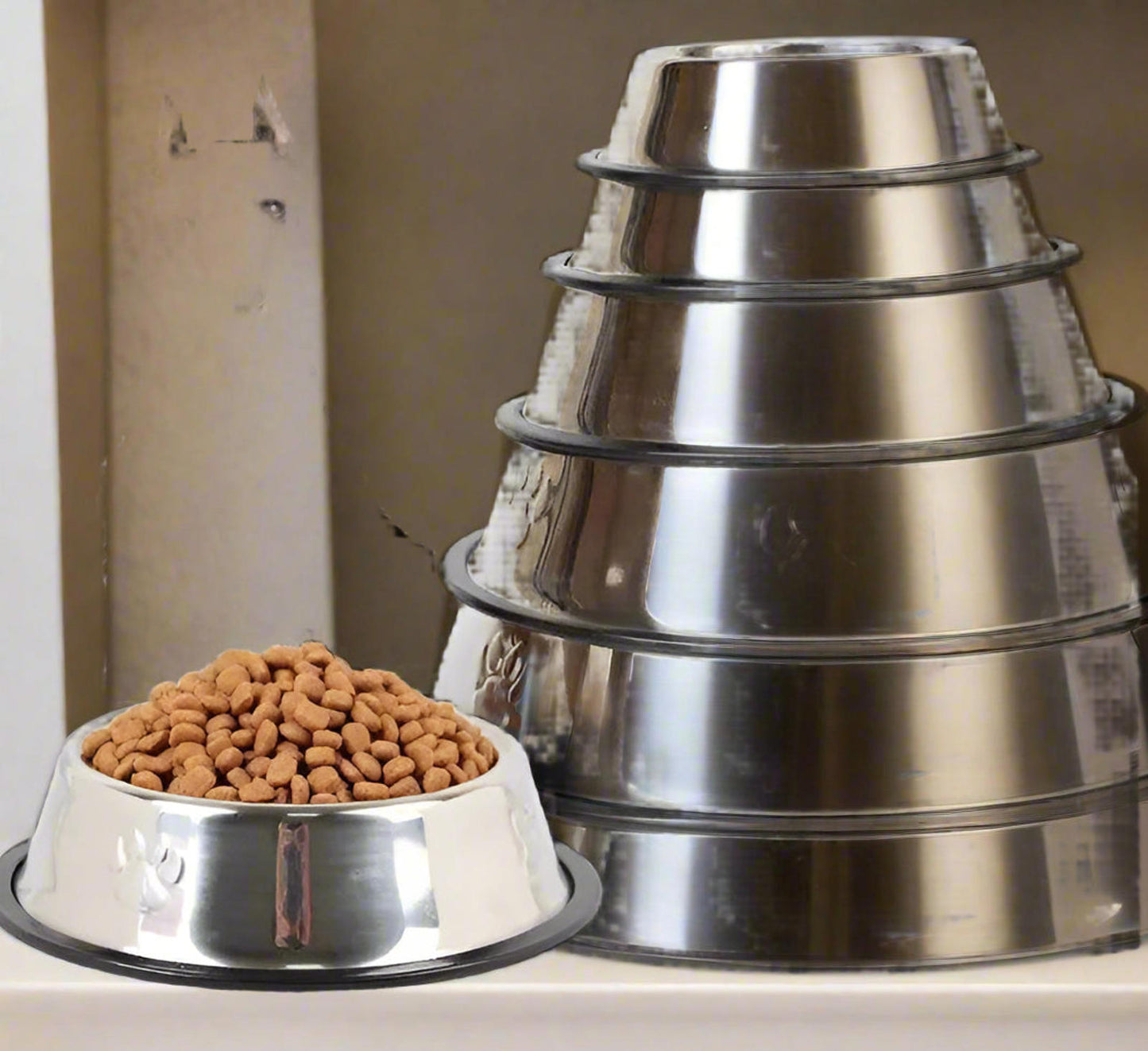 2 pc Stainless Steel Dog And Cat Food And Water Bowl Non Slip Base