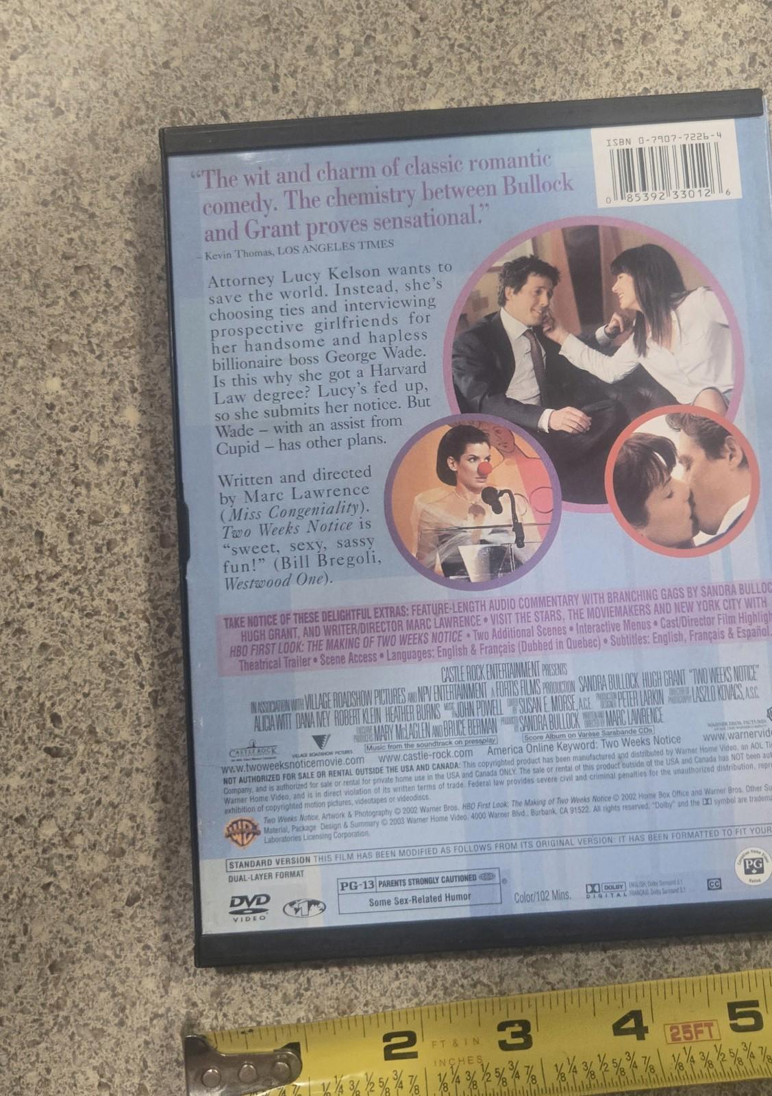 Two Weeks Notice (DVD, 2003, Full Frame)