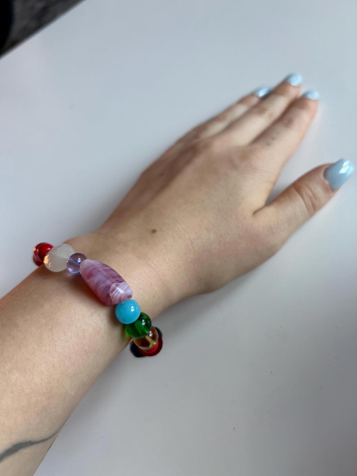 Rainbow Beaded Stretch Bracelet - Unique Handmade