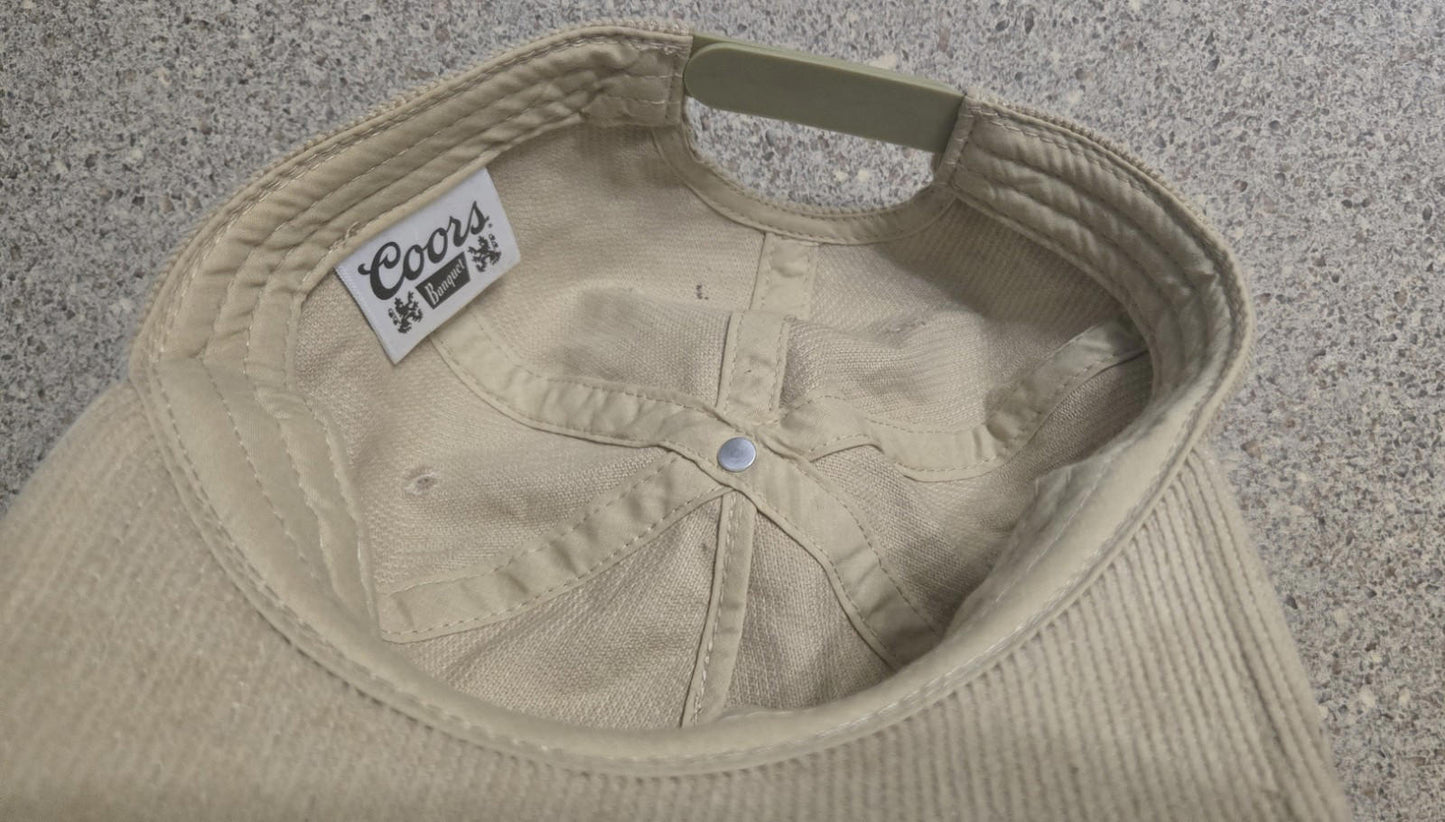 Coors Beer Alcholiania Men's Tan Snapback Cotton Corduroy Billed Hat
