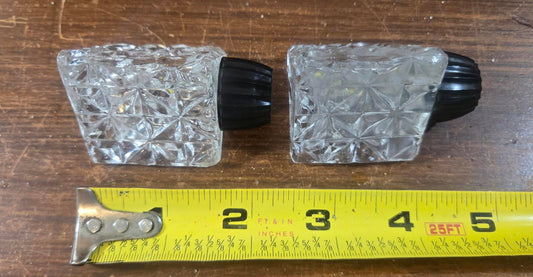 Glass Angled Triangle Pleated Salt and Pepper Shakers Made in Japan Vintage