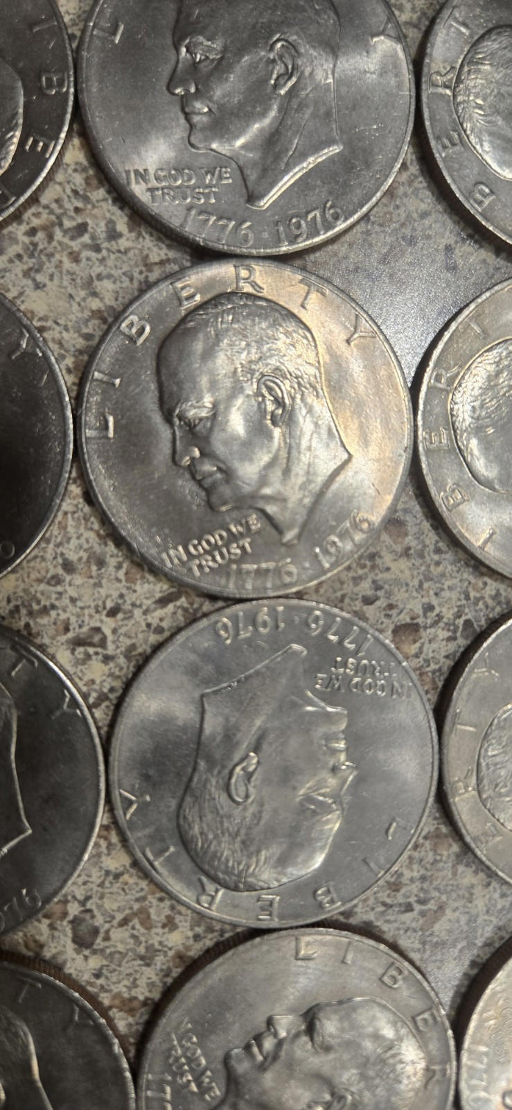 Lot of 20 Eisenhower One Dollar Coins, 1976 P & D Type 2, Circulated