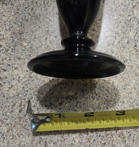 1940 Black Amethyst Glass Bud Vase With Sterling Silver Overlay Floral Pattern