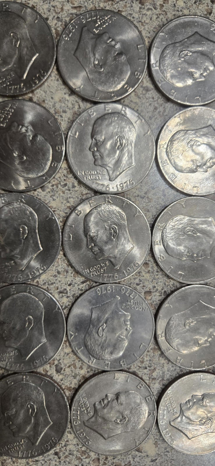 Lot of 20 Eisenhower One Dollar Coins, 1976 P & D Type 2, Circulated