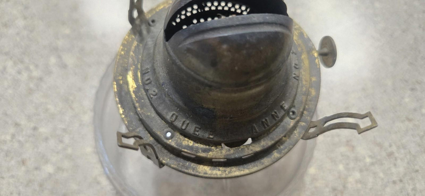 Antique Glass Scoville Manufacturing  Co Queen Anne No. 2 Oil Lamp 1800 Barn Light