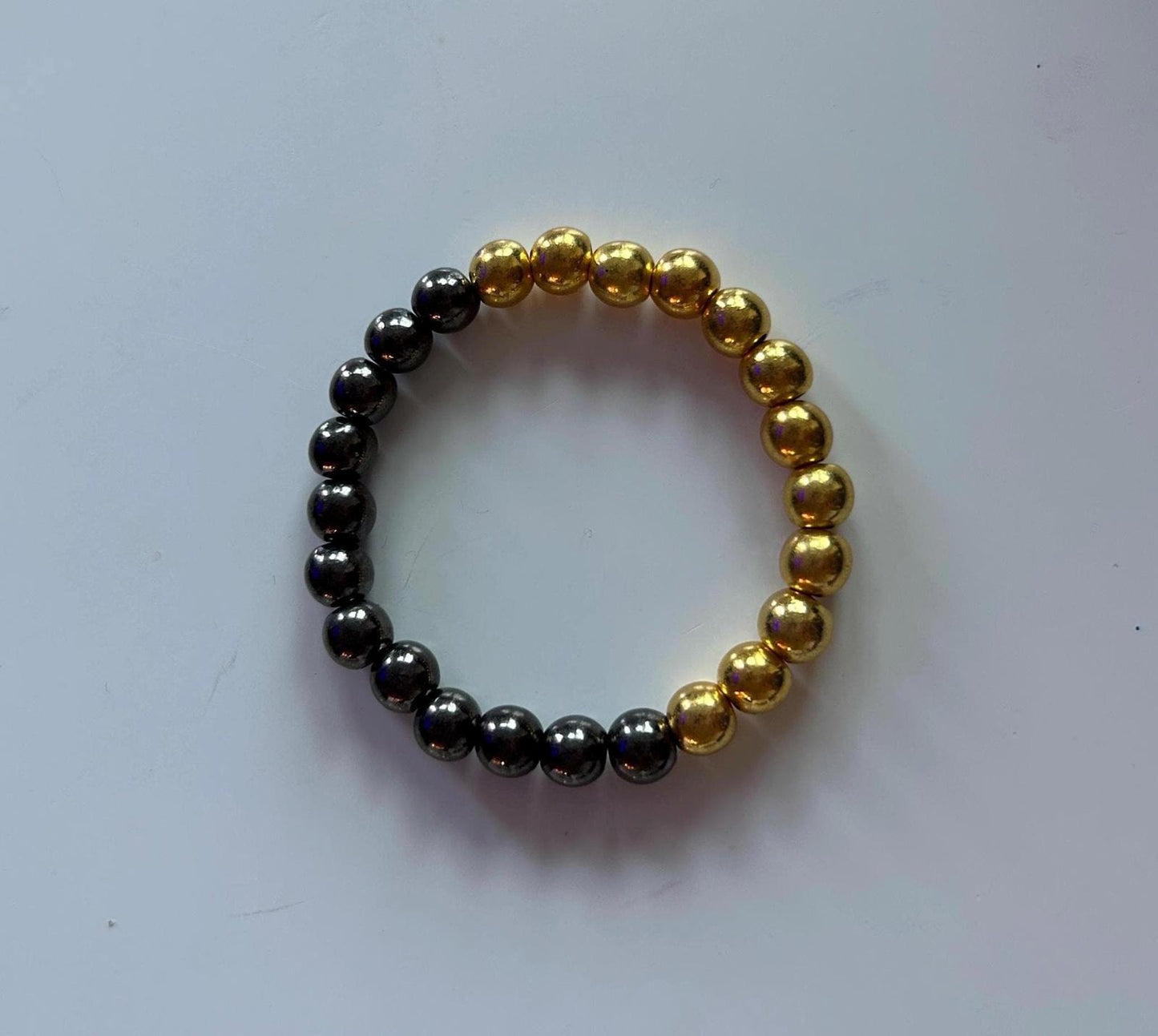 Handmade Glass and Plastic Beaded Art Jewelry  Created Yin Yang Duality Bracelet