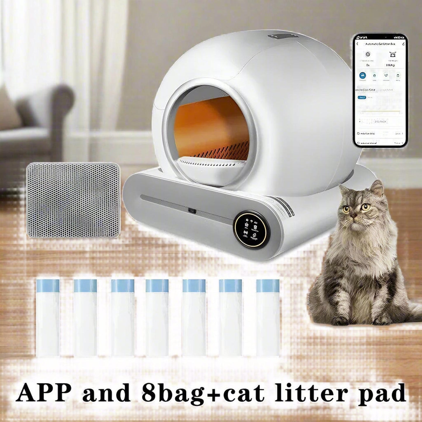 Auto Health Monitoring Ionic Smart Cat Litter Box Multi Lingual Self Cleaning