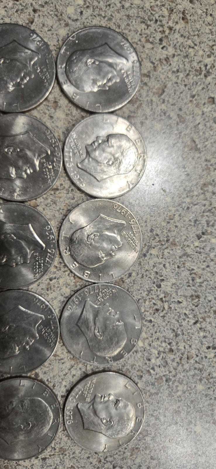 Lot of 20 Eisenhower One Dollar Coins, 1976 P & D Type 2, Circulated