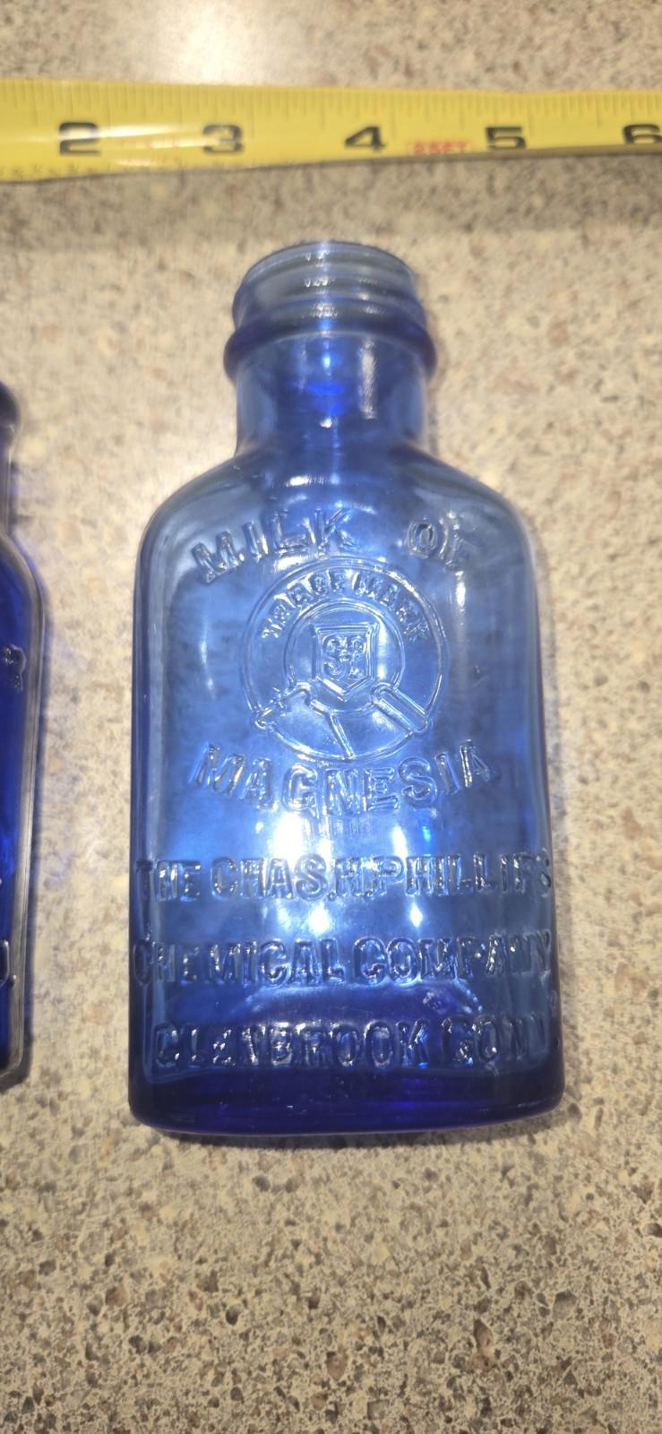 3 PCs Vtg Early 20th Century Bottles Listerine, Milk Of Magnesia, Bromo Seltzer