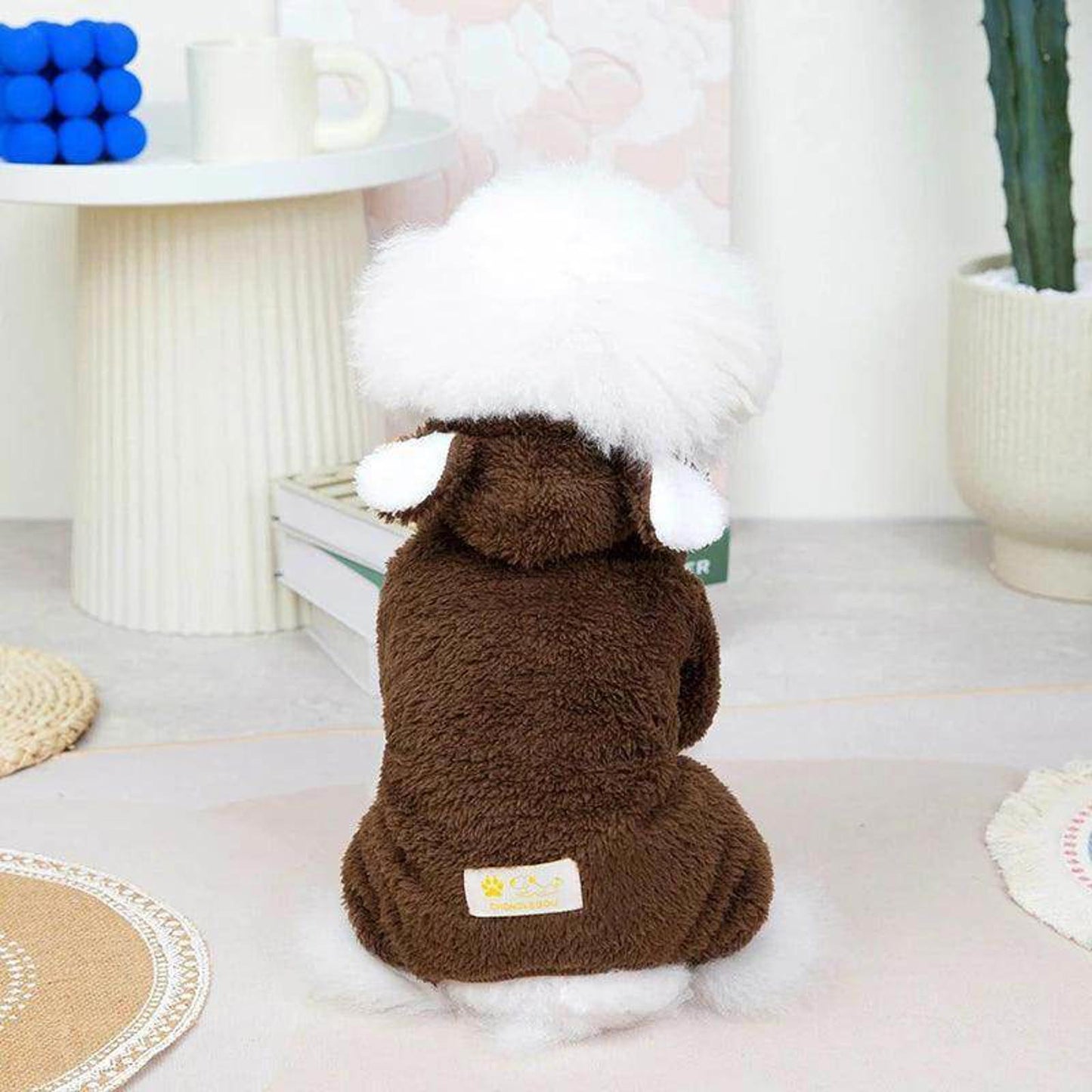 Bear Dog Jumpsuit Winter Warm Dog Clothes for Small Dogs Costume Fuzzy Warm