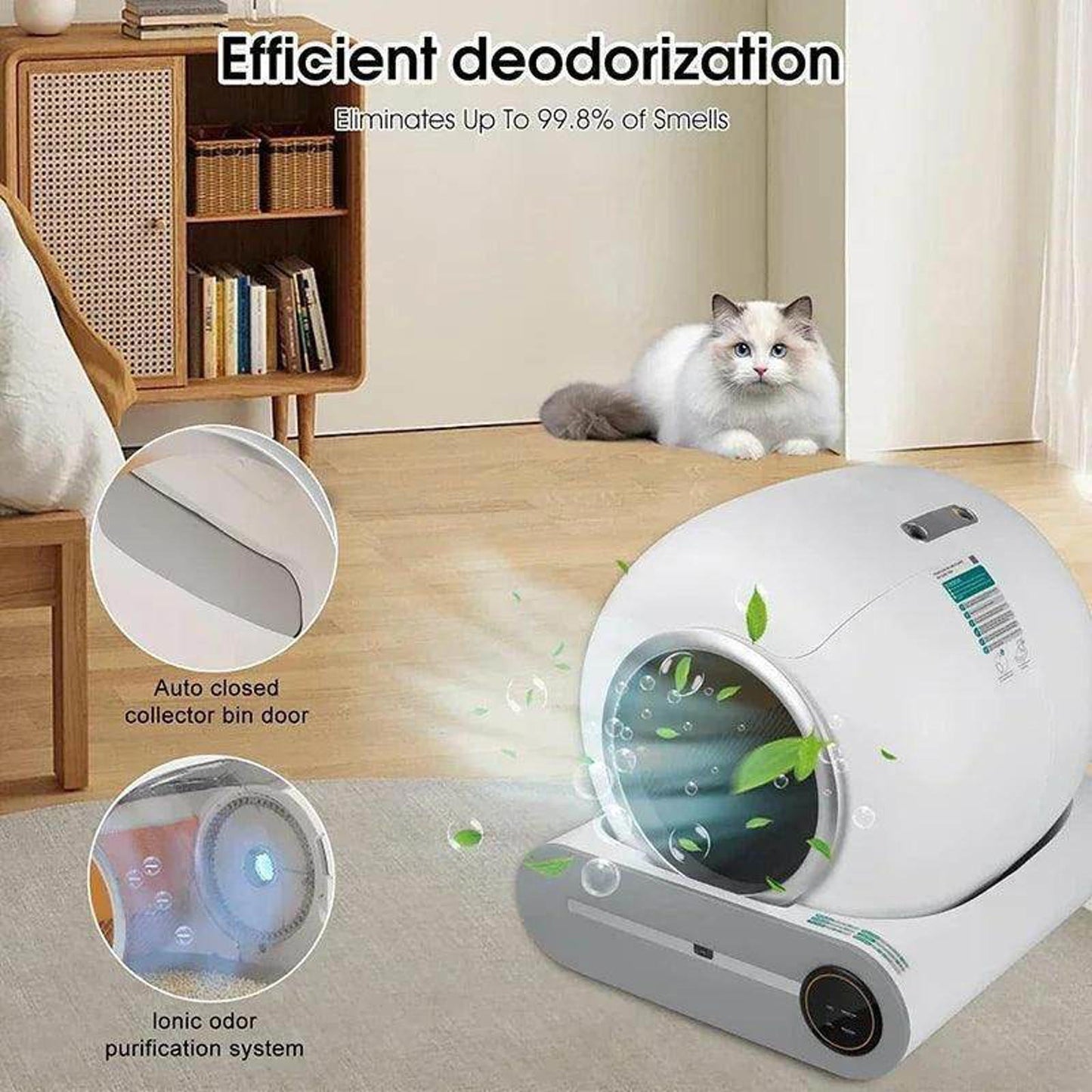 Auto Health Monitoring Ionic Smart Cat Litter Box Multi Lingual Self Cleaning