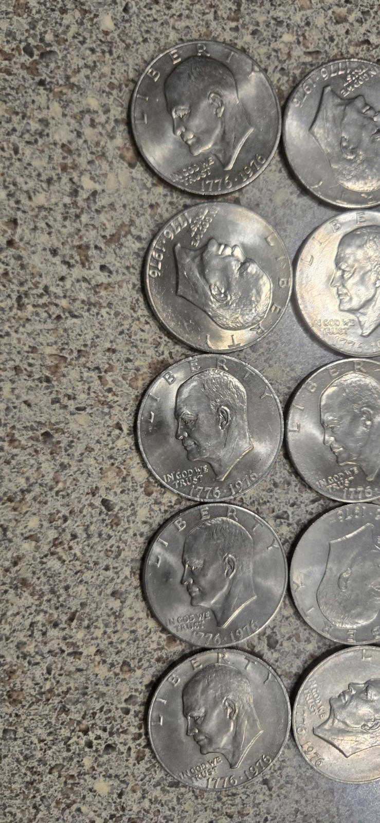 Lot of 20 Eisenhower One Dollar Coins, 1976 P & D Type 2, Circulated