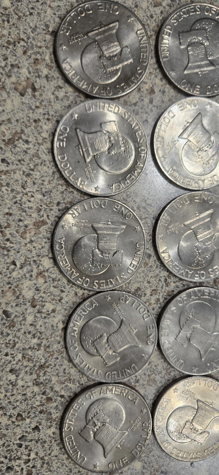 Lot of 20 Eisenhower One Dollar Coins, 1976 P & D Type 2, Circulated