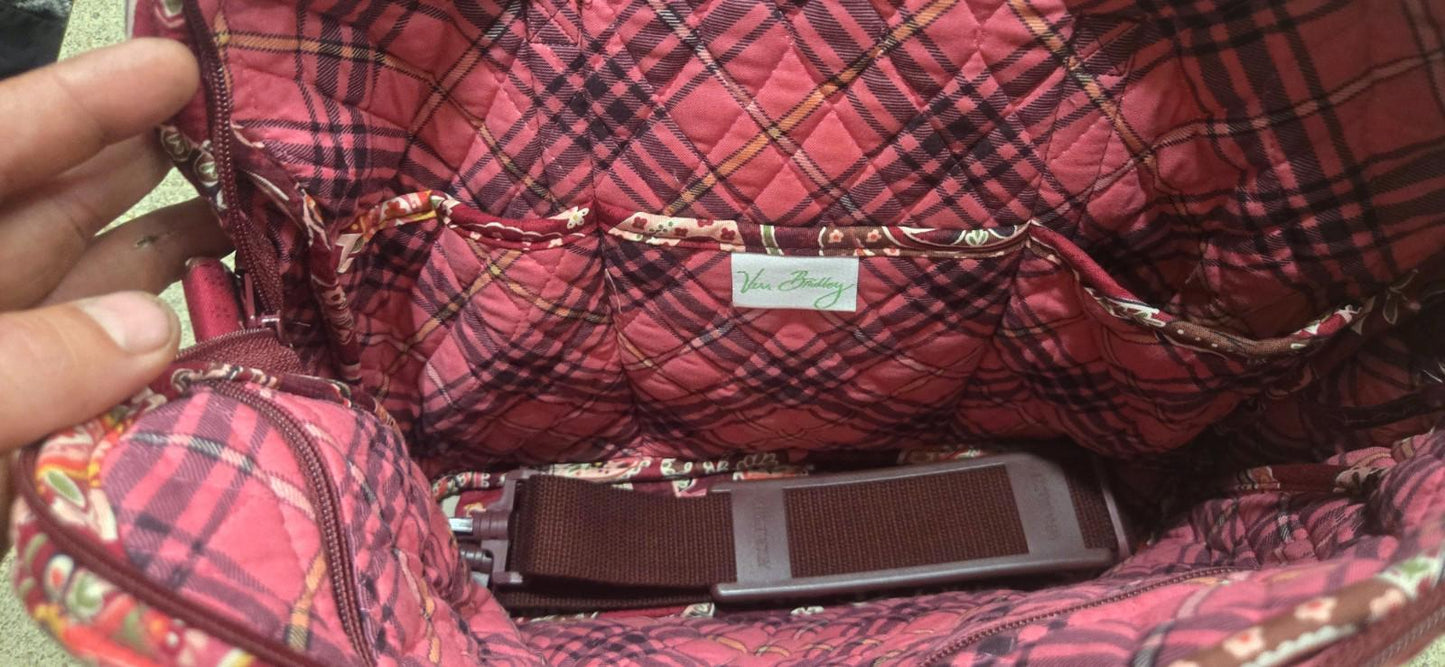 Vera Bradley Medium Piccadilly Plum Toggle Tote Purse w/ Shoulder Adj. Strap