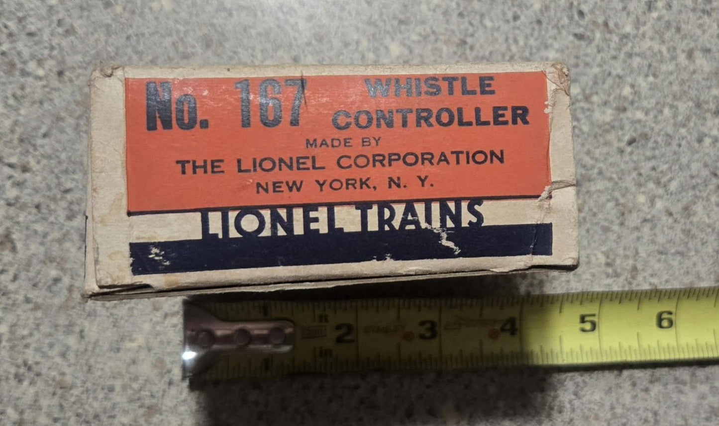 Vintage Lionel Trains O Scale #167 Whistle Controller Made In Usa With Box Black O Guage