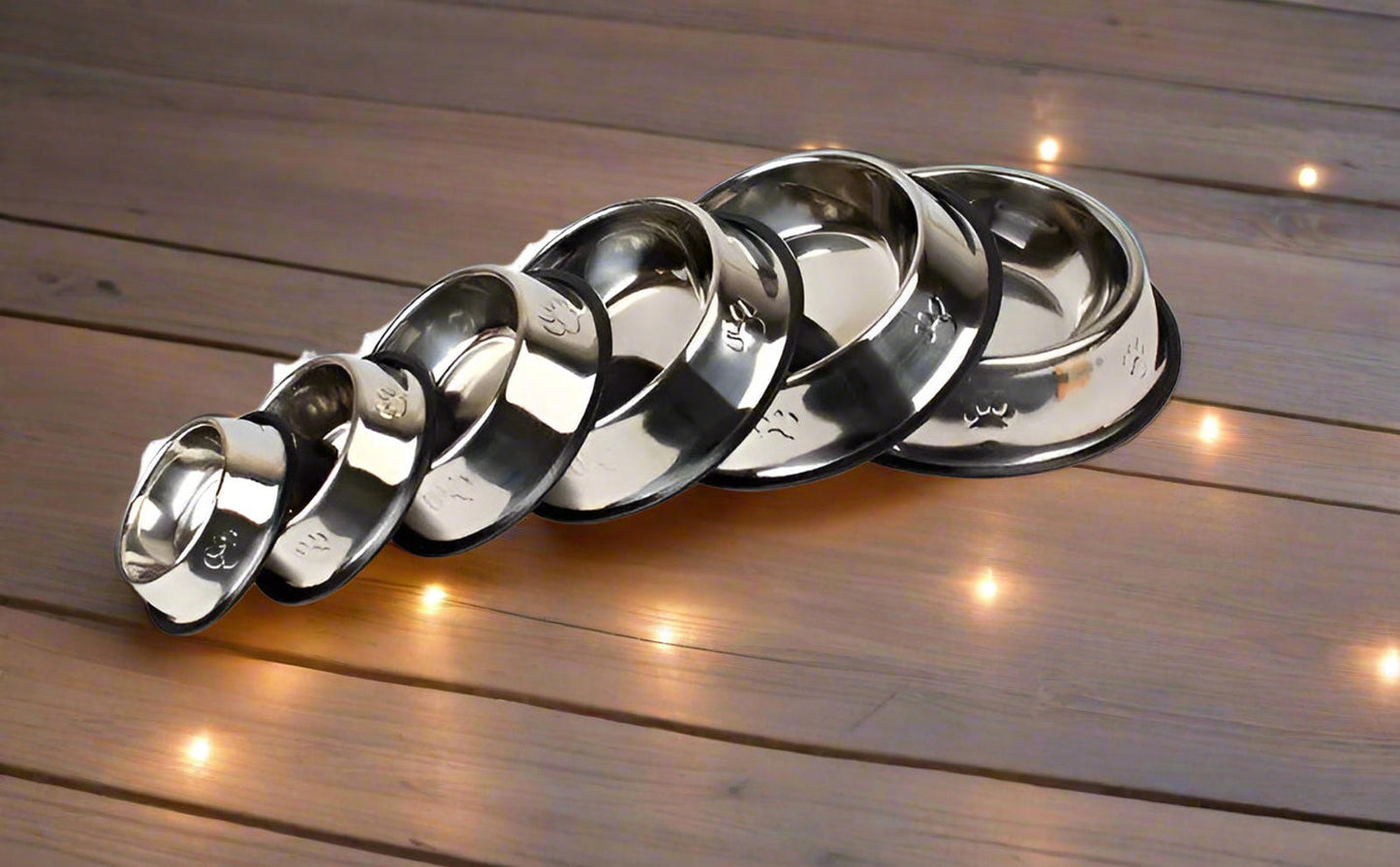 2 pc Stainless Steel Dog And Cat Food And Water Bowl Non Slip Base