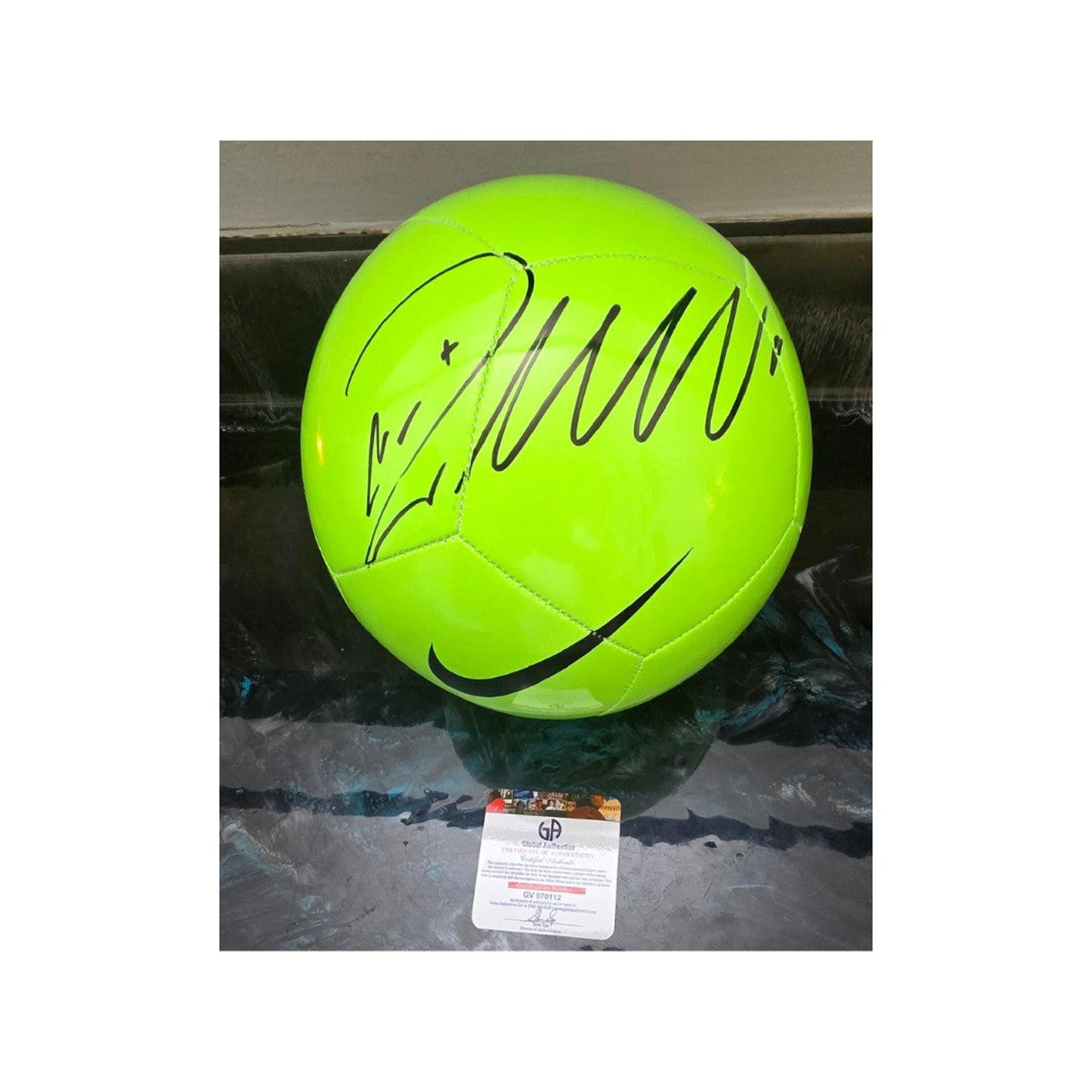 Cristiano Ronaldo Al-Nassr Autographed Green Nike Soccer Ball coa