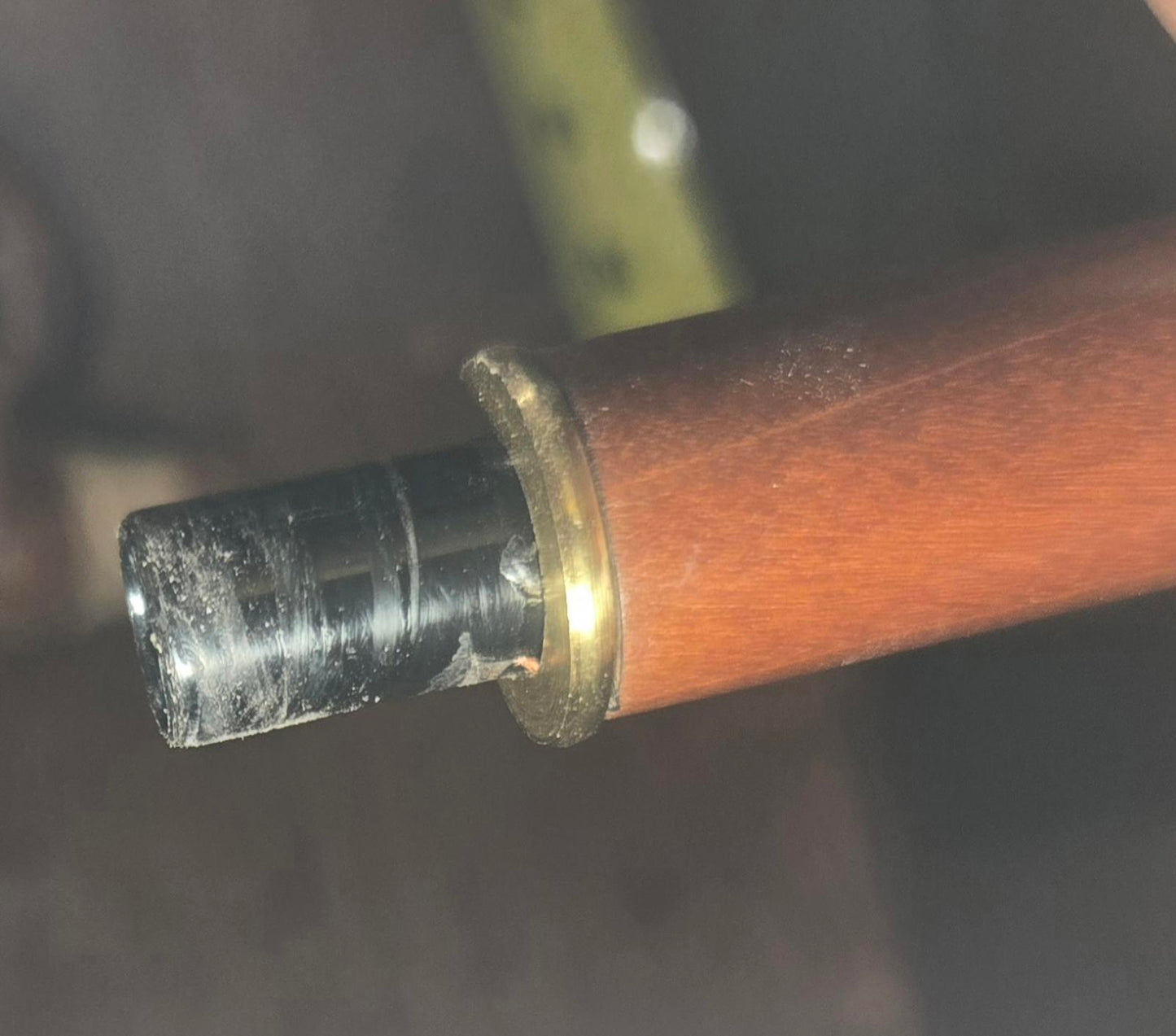 Hand-Carved Wooden Tobacco Pipe with Anchor Medallion