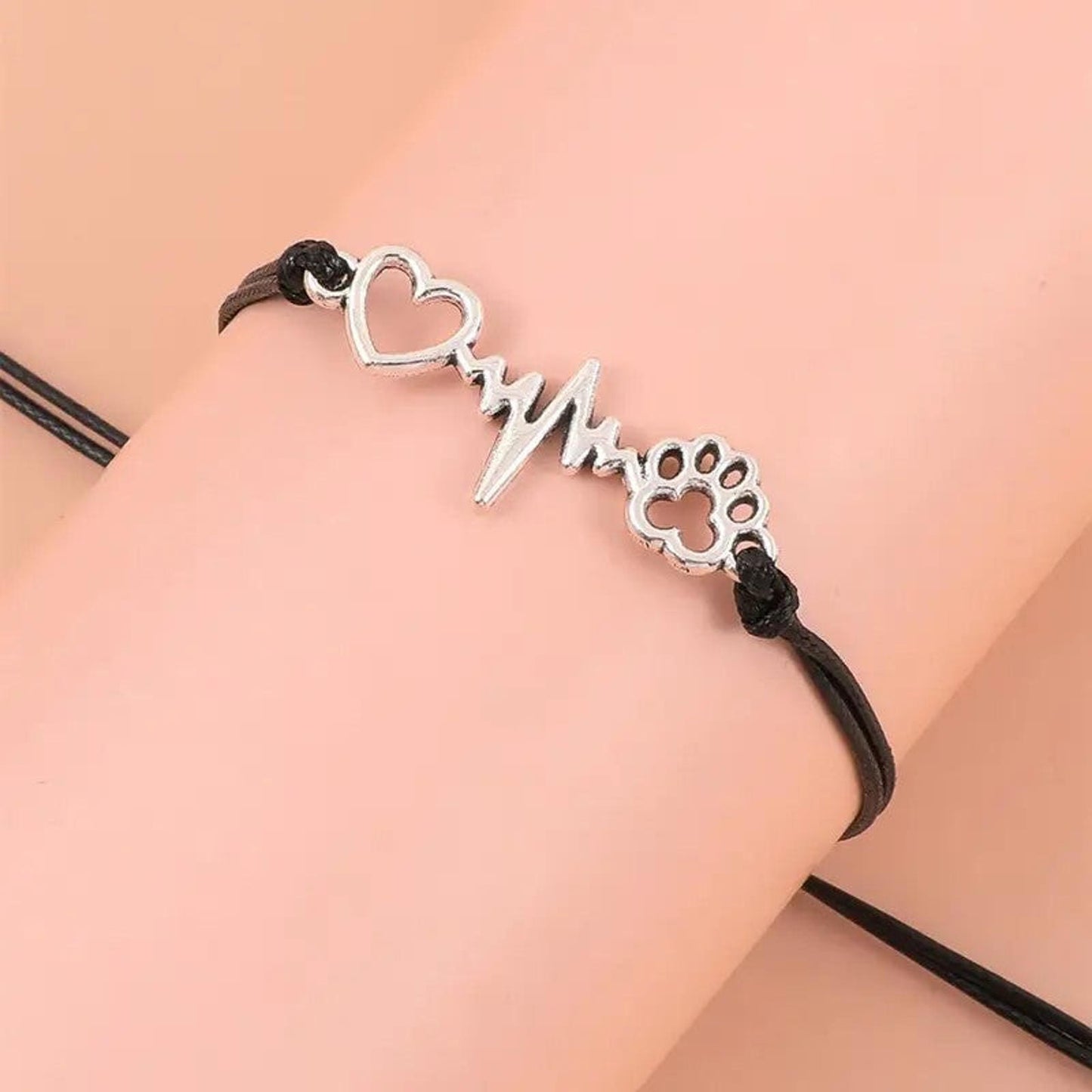 Best Friend Cat and Dog Paw Prints Pendant Charm Bracelet Love Remember Memorial