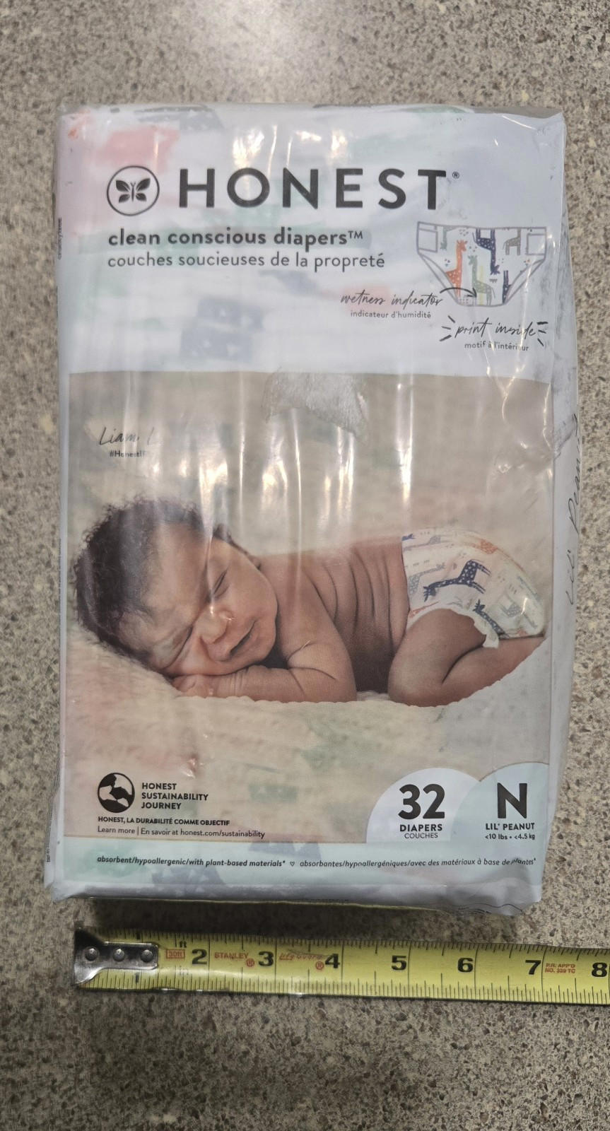 The Honest Company Gentle Diapers Size Newborn 32 ct Giraffe Lil Peanut