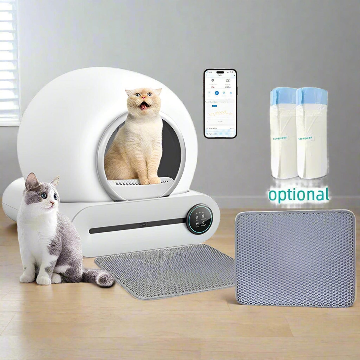 Auto Health Monitoring Ionic Smart Cat Litter Box Multi Lingual Self Cleaning