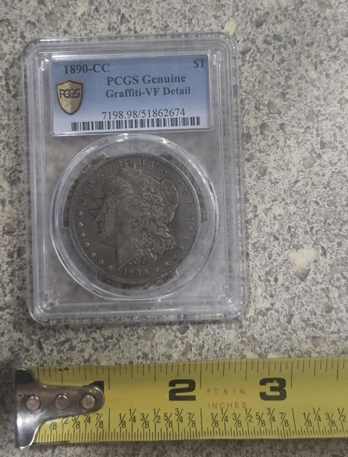 1890-CC 1 Morgan Silver Dollar PCGS Genuine Coin Bullion Authenticated Liberty Head Eagle