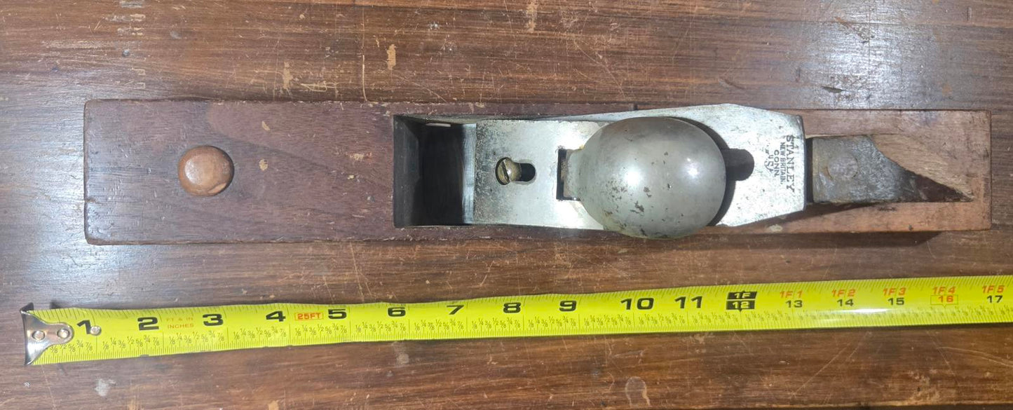 Vintage Wooden Stanley USA Conn. Hand Plane Woodworking Tool