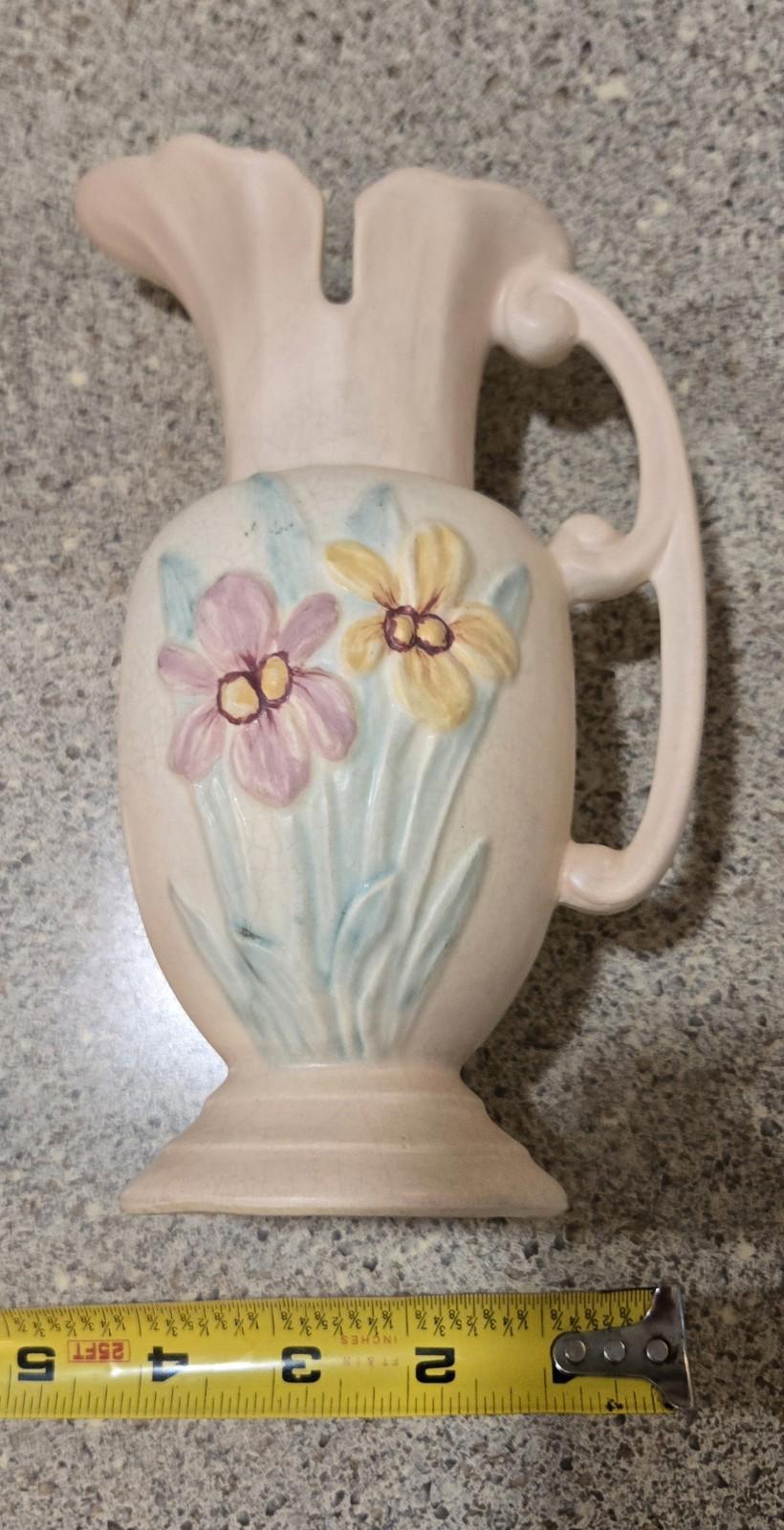 Hull Pottery 401-8" Iris Handmade Ewer Vase VTG