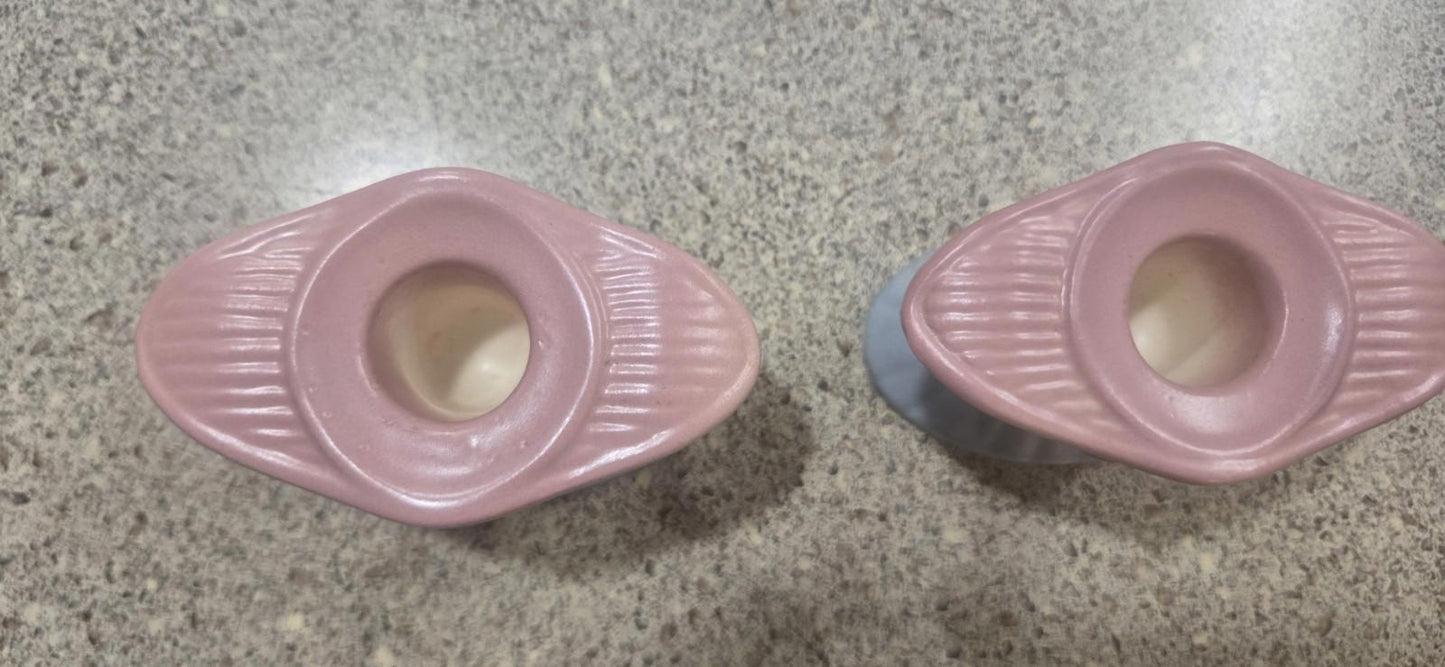 Hull Art Pottery Wildflower Candle Stick Holder VTG Handmade x2