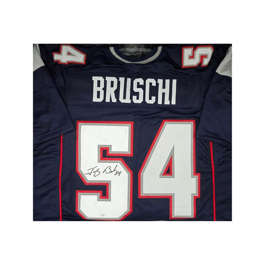 Autographed Tedy Bruschi New England Blue Football Jersey With COA