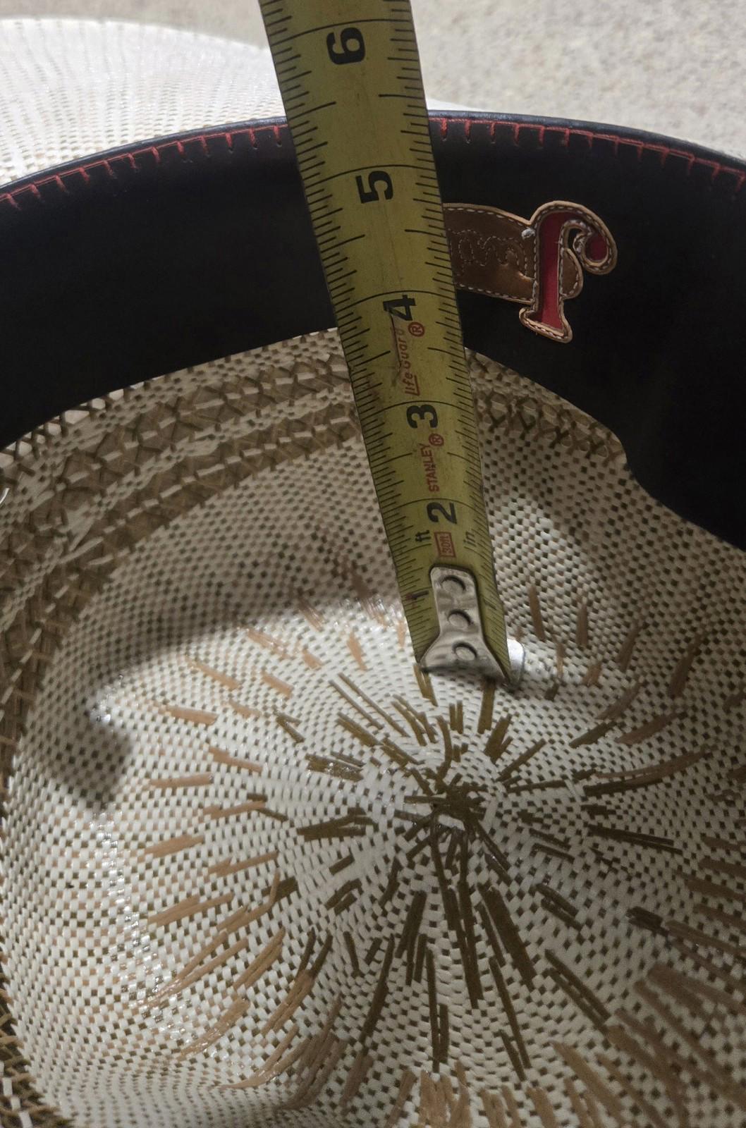 Justin Bent Rail Blaine Ivory & Brown Straw Wire Brimmed Cowboy Hat 58-7 1/4