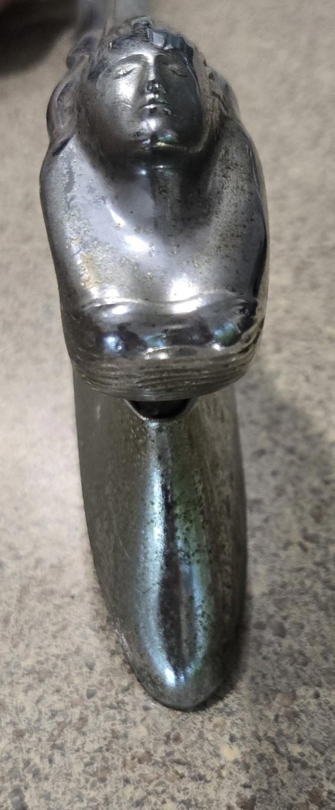 VTG Art Deco DeSoto Metallic Hood Ornament 1940's Lady Goddess 9762185424 & Base