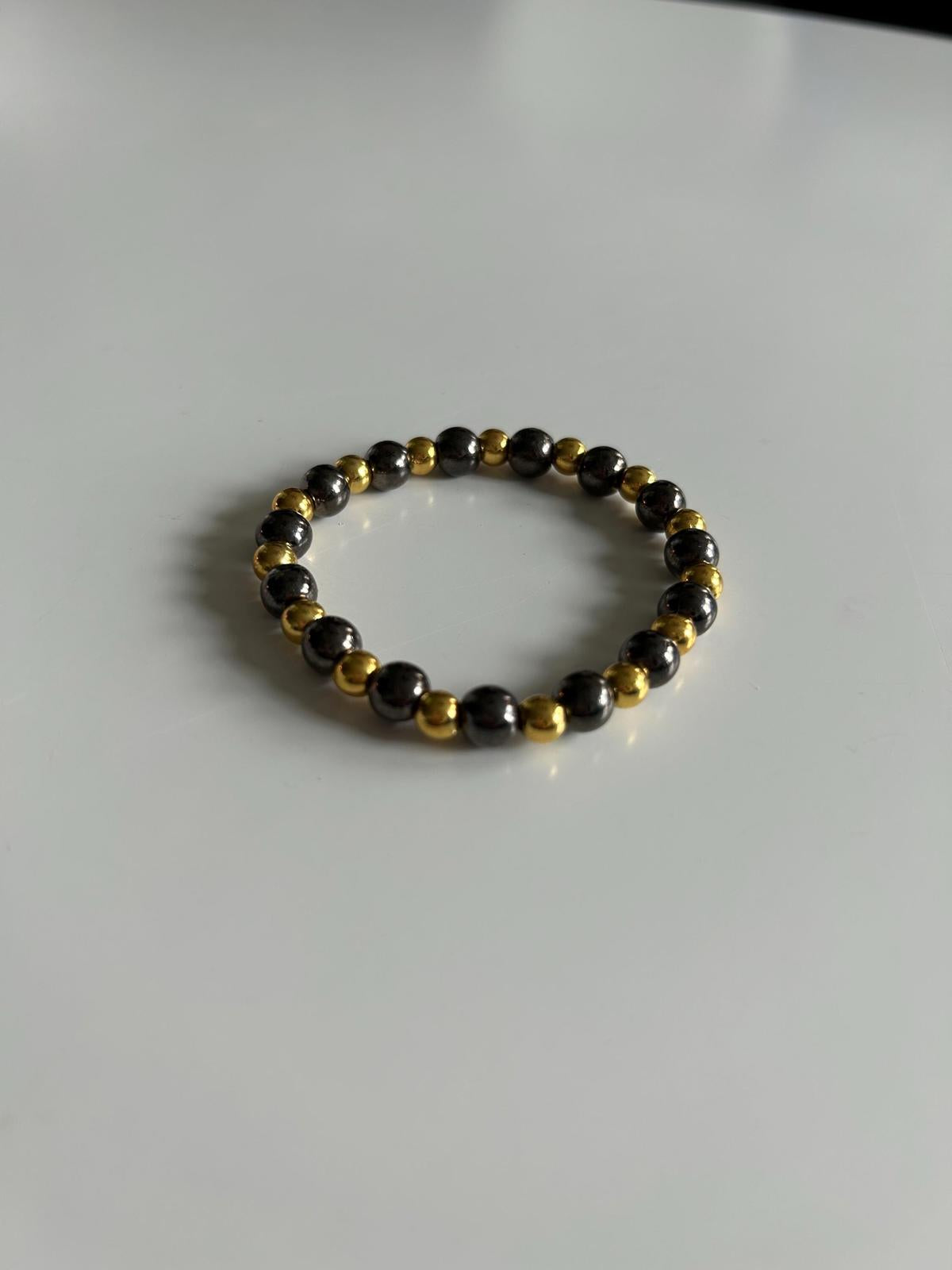 Black and Gold Beaded Bracelet