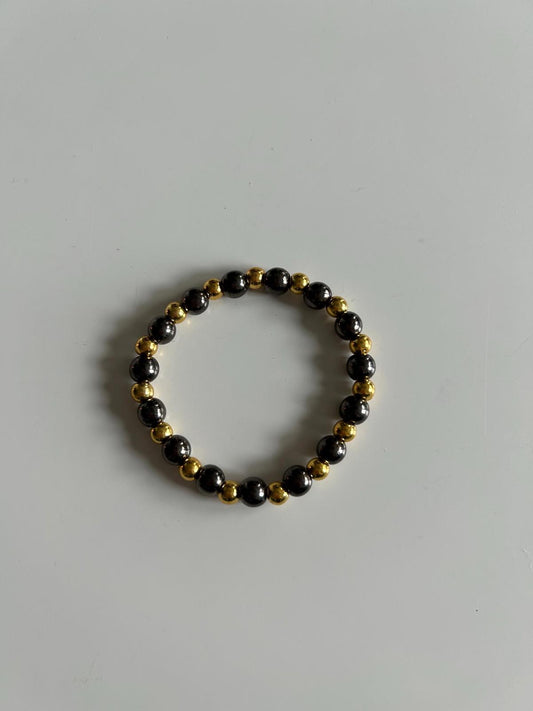 Black and Gold Beaded Bracelet