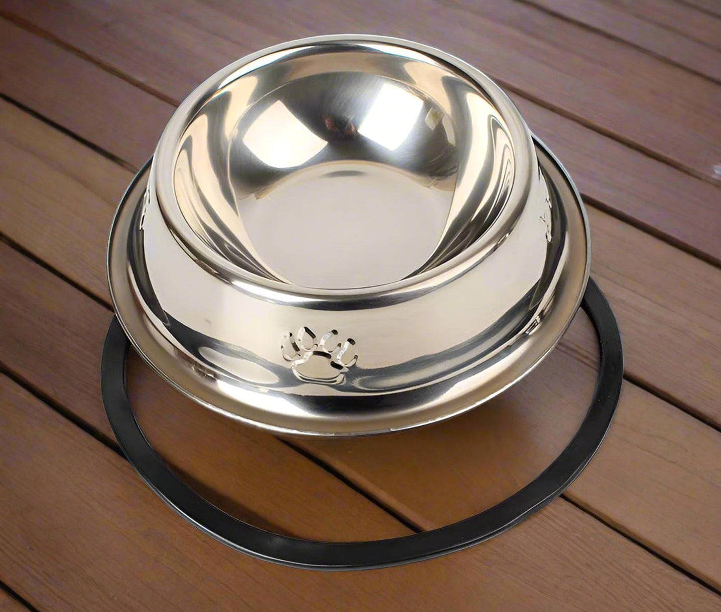 2 pc Stainless Steel Dog And Cat Food And Water Bowl Non Slip Base