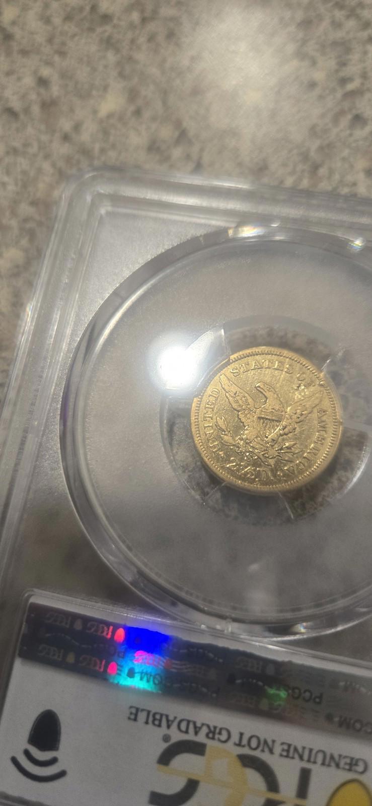 1856-s Liberty Head 2.50 PCGS Genuine Gold Coin Currency Bullion History Antique Authenticated Graded