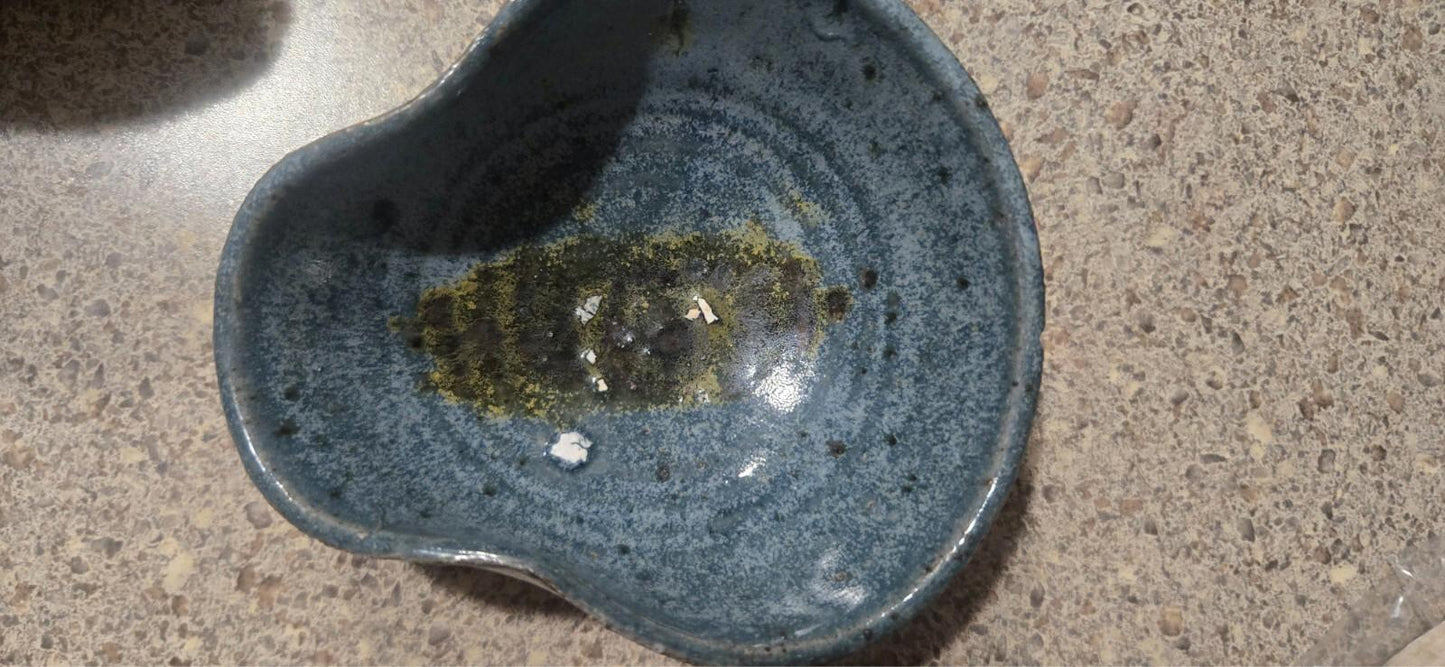 Handmade Clay Ceramic North Carolina Pottery Blue Speckled brown