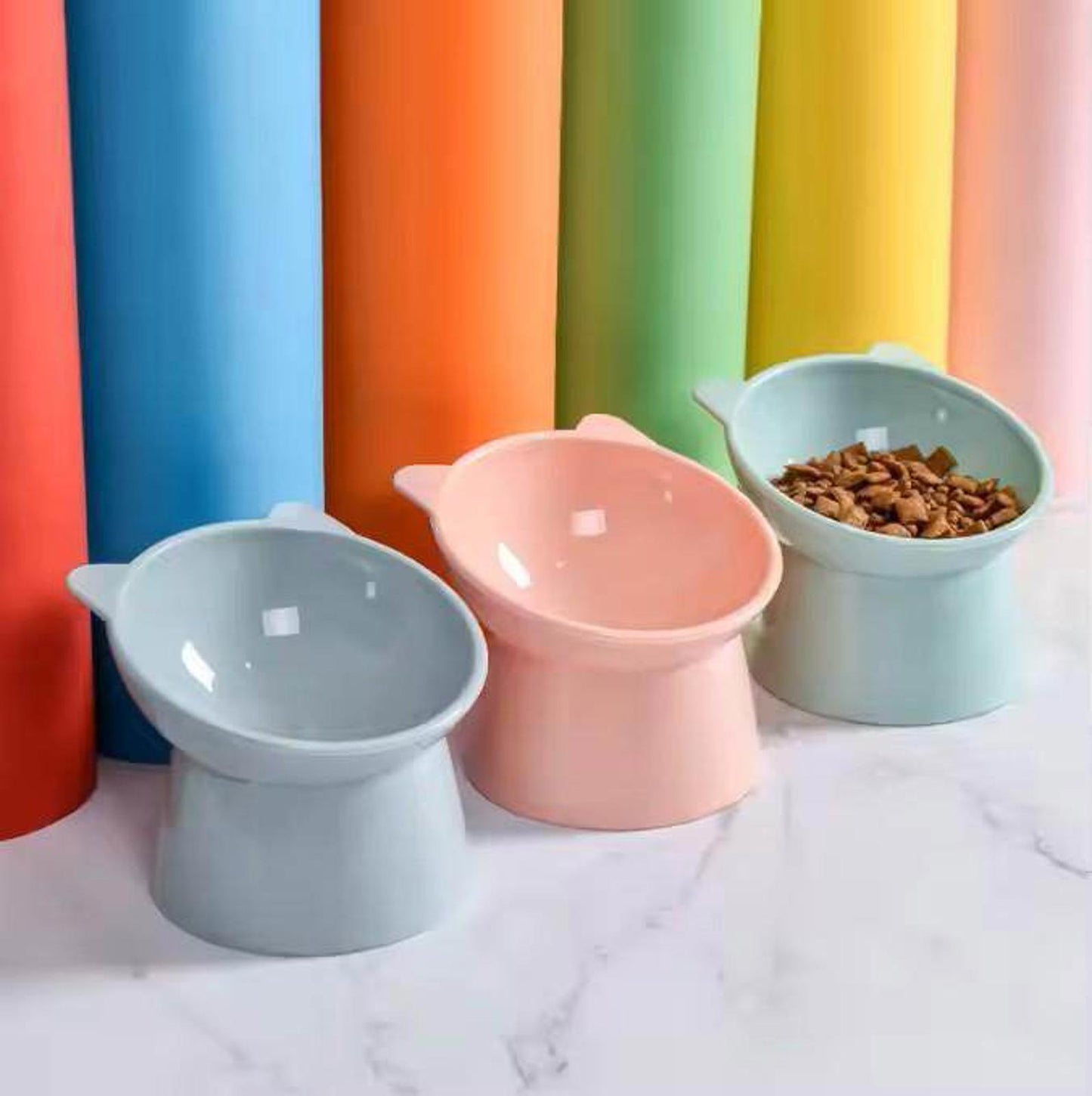 2-Piece Raised Stand Pet Bowl Set for Cats and Dogs